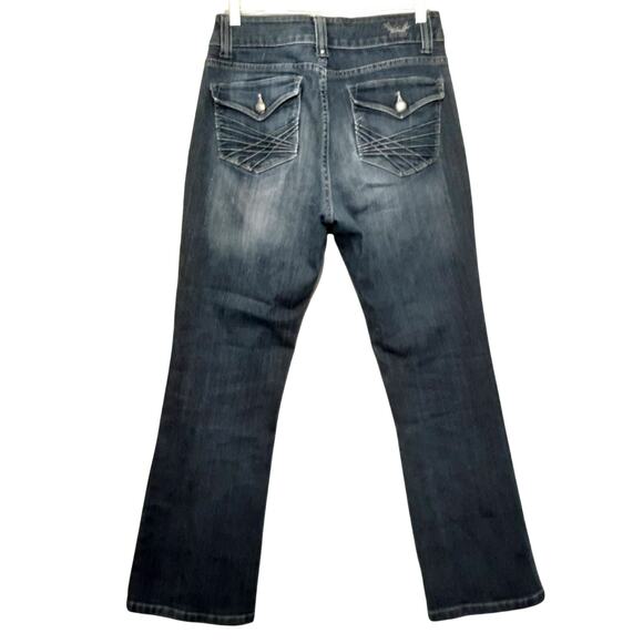 LEE PERFECT FIT womens jeans 10 blue mid rise boot cut stretch denim button flap - Picture 1 of 13